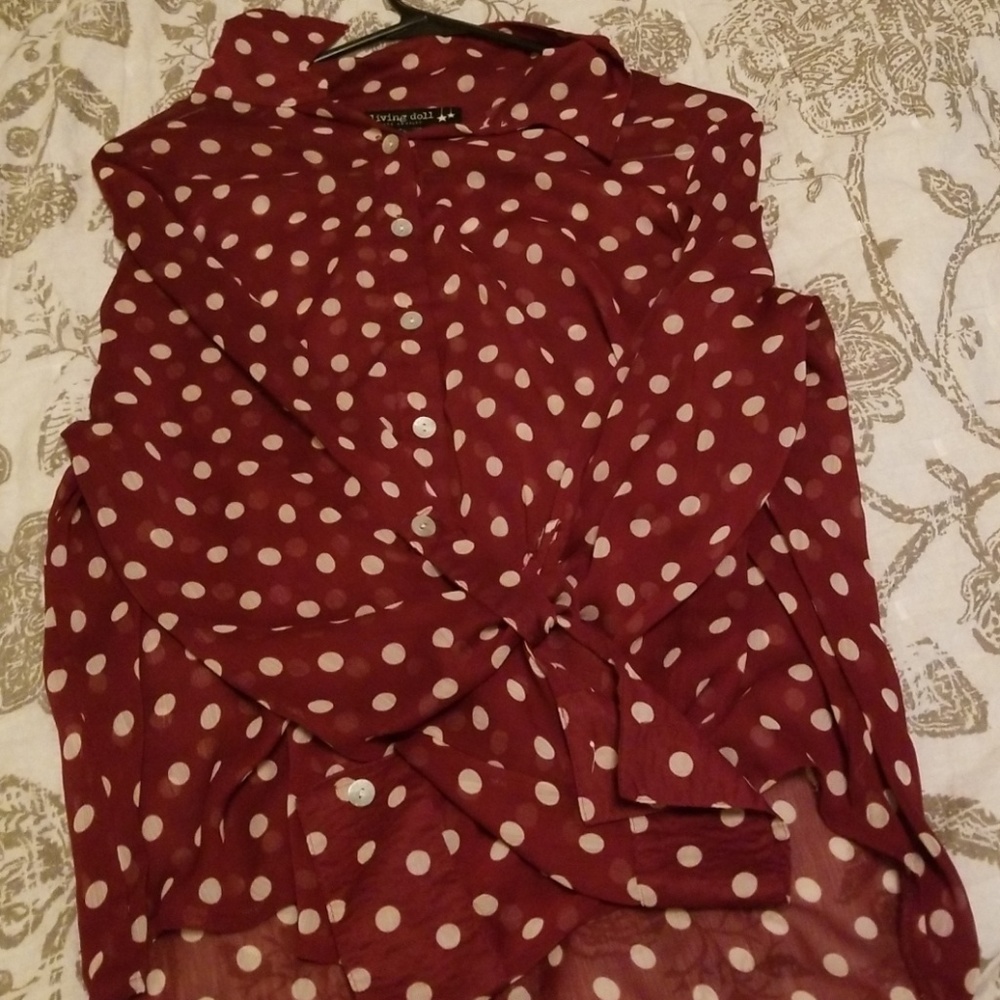 Red polka dot blouse